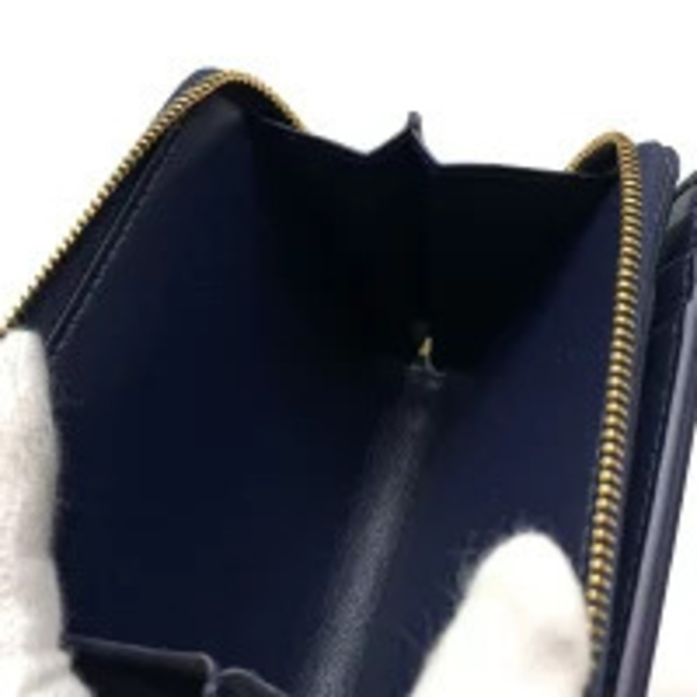 GIVENCHY Round Zipper Bi fold Wallet Leather Navy Blue coin wallet Purse - Picture 5 of 9